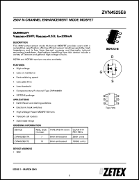datasheet for ZVN4525E6TA by Zetex Semiconductor
