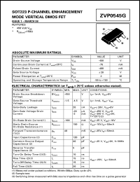 datasheet for ZVP0545G by Zetex Semiconductor
