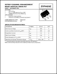 datasheet for ZVP4424Z by Zetex Semiconductor