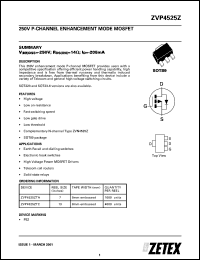 datasheet for ZVP4525ZTA by Zetex Semiconductor