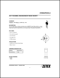 datasheet for ZXM64P035L3 by Zetex Semiconductor
