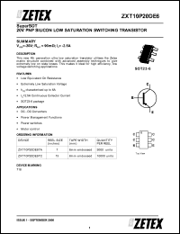 datasheet for ZXT10P20DE6TA by Zetex Semiconductor