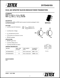 datasheet for ZXTD4591E6TA by Zetex Semiconductor