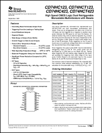 datasheet for CD54HC123F by Texas Instruments