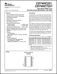 datasheet for CD54HC221F by Texas Instruments