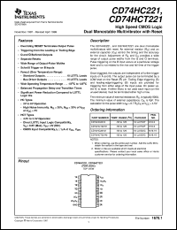 datasheet for CD54HC221F3A by Texas Instruments