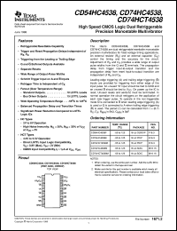 datasheet for CD54HC4538F by Texas Instruments