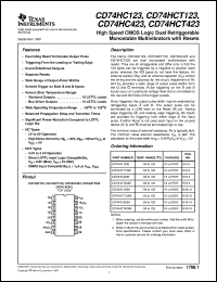datasheet for CD74HCT123M96 by Texas Instruments