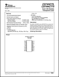 datasheet for CD54HC75F3A by Texas Instruments