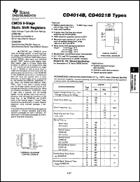 datasheet for CD4021BE by Texas Instruments