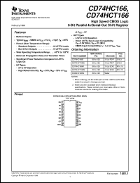 datasheet for CD54HCT166F3A by Texas Instruments