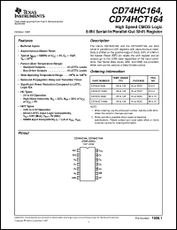 datasheet for CD74HC164E by Texas Instruments