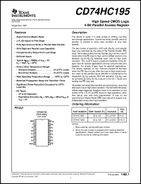 datasheet for CD74HC195E by Texas Instruments