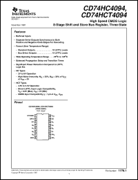 datasheet for CD74HCT4094M by Texas Instruments
