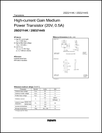 datasheet for 2SD2114K by ROHM