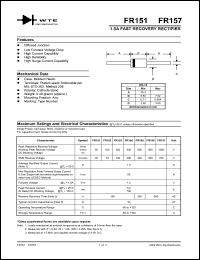 datasheet for FR155-T3 by 