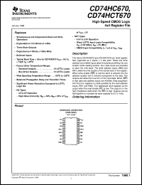 datasheet for CD74HC670E by Texas Instruments