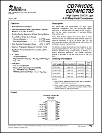datasheet for CD54HC85F3A by Texas Instruments