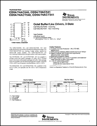 datasheet for CD54ACT540F3A by Texas Instruments