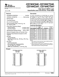 datasheet for CD54HC540F3A by Texas Instruments