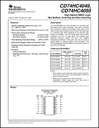 datasheet for CD74HC4049E by Texas Instruments