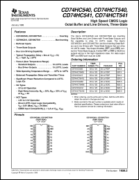 datasheet for CD74HCT540M by Texas Instruments