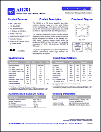datasheet for AH201-PCB-900 by Watkins-Johnson (WJ) Company
