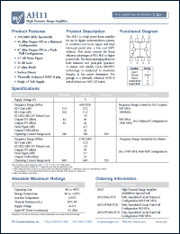 datasheet for AH11PP1900-PCB by Watkins-Johnson (WJ) Company