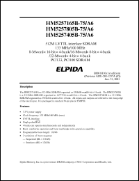 datasheet for HM5257805BTD-75 by 