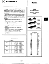 datasheet for MC6821L by Motorola