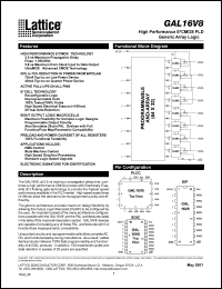 datasheet for GAL16V8D-10LP by Lattice Semiconductor Corporation