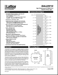 datasheet for GAL22V10D-4LJ by Lattice Semiconductor Corporation