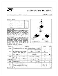 datasheet for BTA12-600B by SGS-Thomson Microelectronics