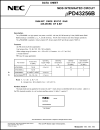 datasheet for uPD43256BGW-B15-9JL by NEC Electronics Inc.
