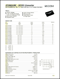 datasheet for REC10-5005SRWL by 