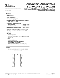 datasheet for CD54HCT245F3A by Texas Instruments
