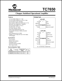 datasheet for TC7650CPA by Microchip Technology, Inc.