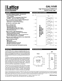 datasheet for GAL16V8B-15LPI by Lattice Semiconductor Corporation