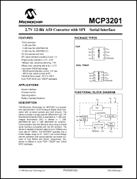 datasheet for MCP3201-CI/P by Microchip Technology, Inc.