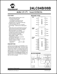 datasheet for 24LC04B/P by Microchip Technology, Inc.