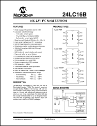 datasheet for 24LC16B/P by Microchip Technology, Inc.