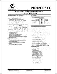 datasheet for PIC12CE519-04/SN by Microchip Technology, Inc.
