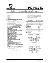 datasheet for PIC16C71-20I/P by Microchip Technology, Inc.