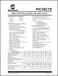 datasheet for PIC16C72/JW by Microchip Technology, Inc.