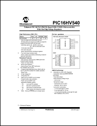 datasheet for PIC16HV540-20I/SO by Microchip Technology, Inc.