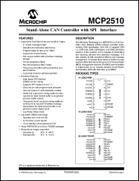 datasheet for MCP2510-I/P by Microchip Technology, Inc.