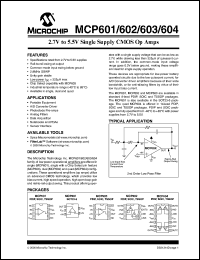 datasheet for MCP601-I/SN by Microchip Technology, Inc.