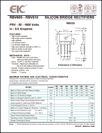 datasheet for RBV610 by 