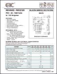 datasheet for RBV806D by 