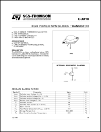datasheet for BUX10 by SGS-Thomson Microelectronics